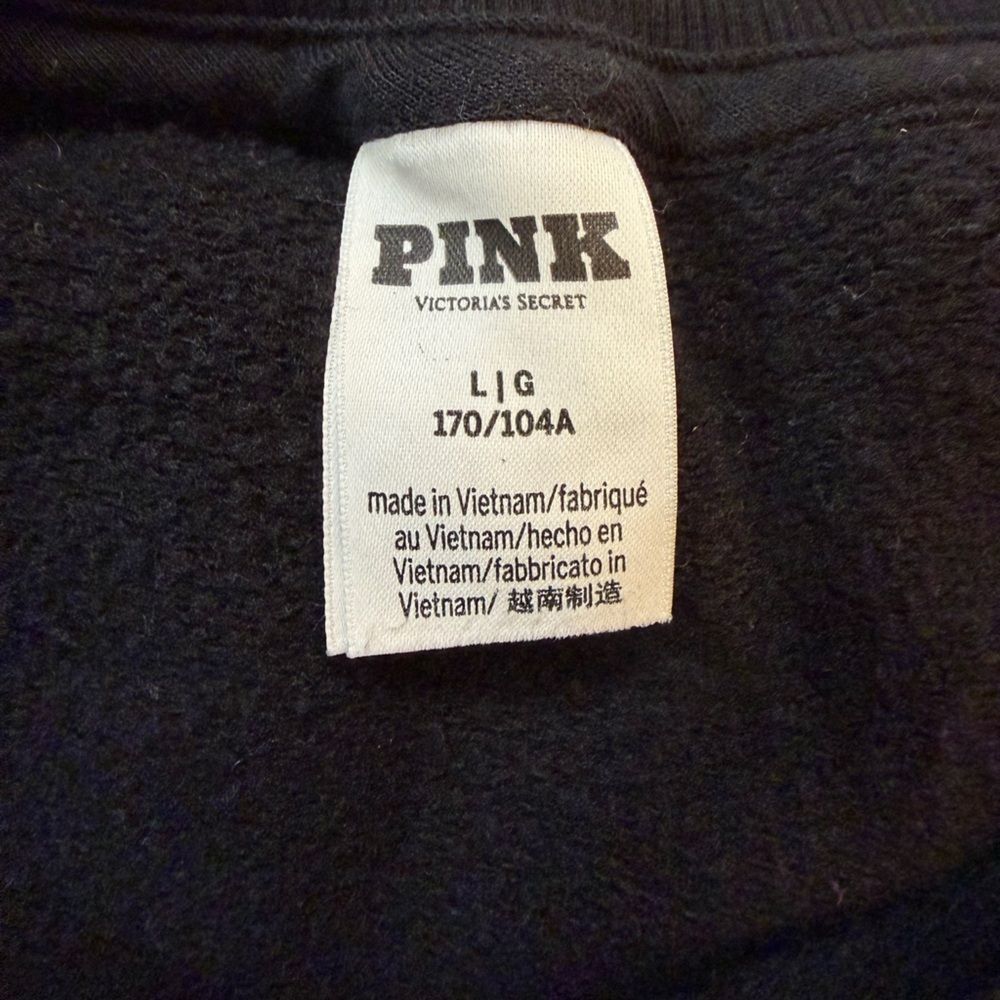 PINK size large black crop top crew neck - Picture 5 of 5